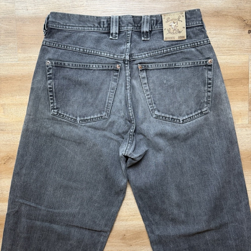 Vintage Diesel Saddle Jeans Men 32x32 Black Loose Tapered Distressed Grunge Y2K - Picture 4 of 16
